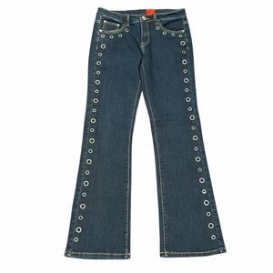 Cristina V Blue Women's Jeans with Rhinestone Eyelet Detailing